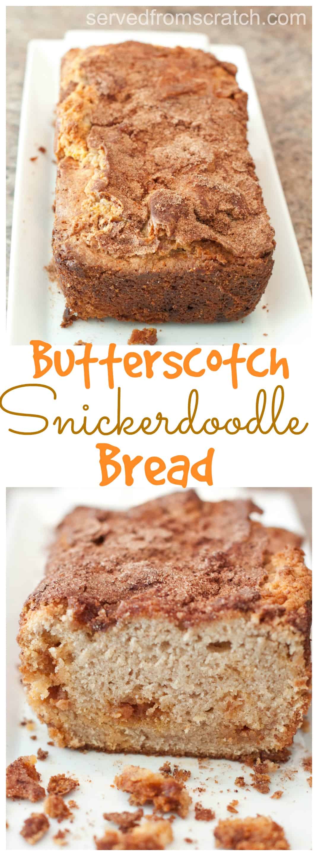 Your favorite cinnamon cookie baked into a delicious sweet loaf with butterscotch chips!