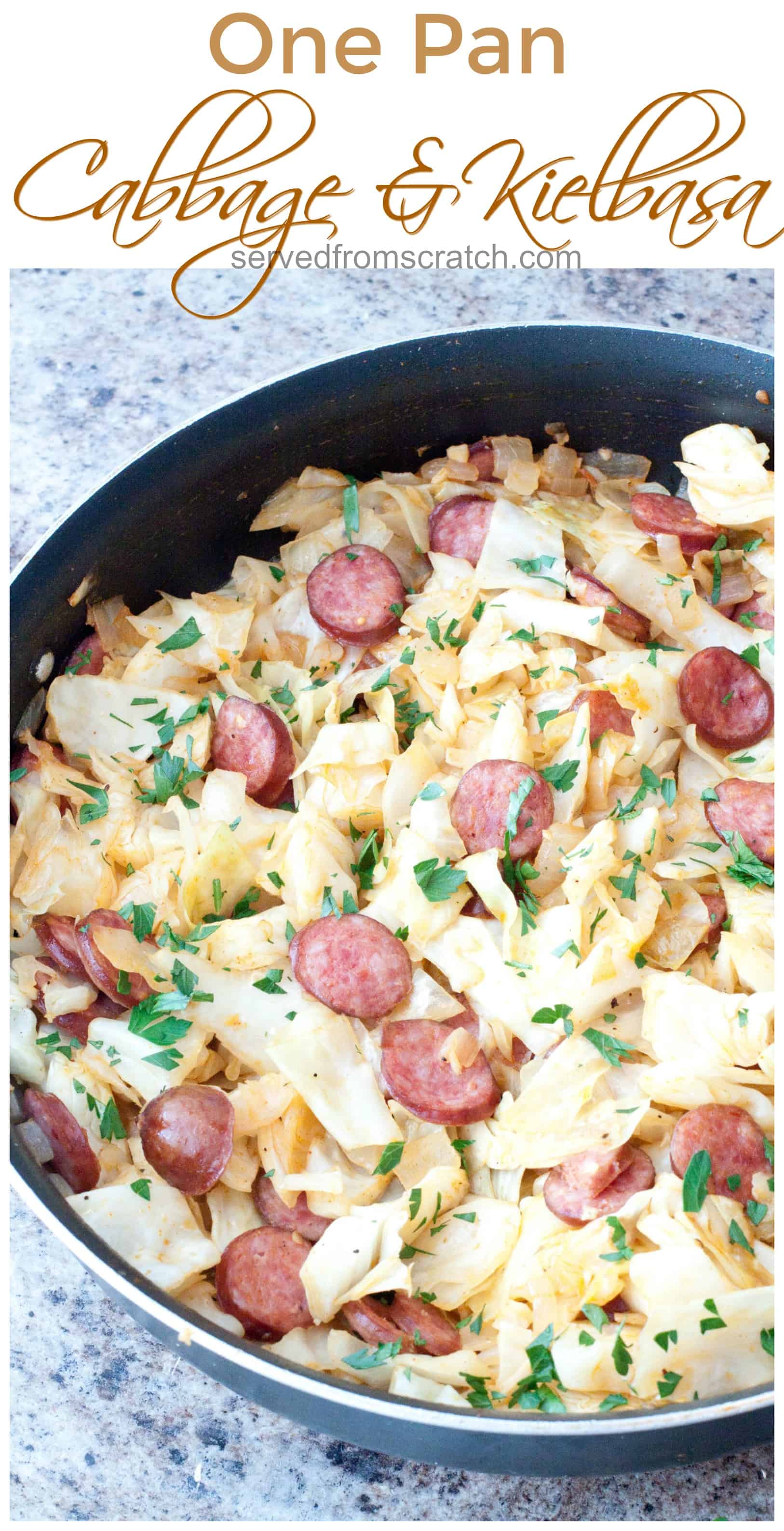 A super easy, one pan Cabbage and Kielbasa that's the perfect weeknight dinner