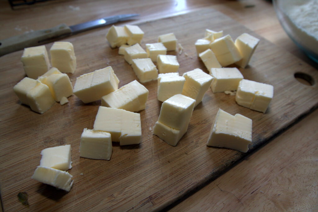 cubed butter.