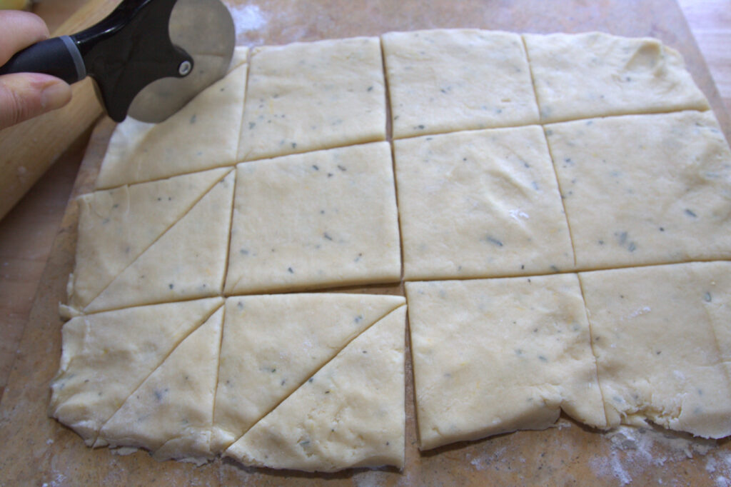 scones dough being cut.