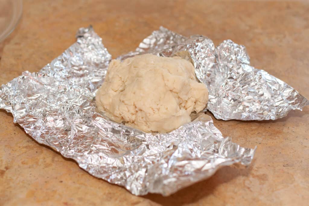 frozen pie dough opened up from foil