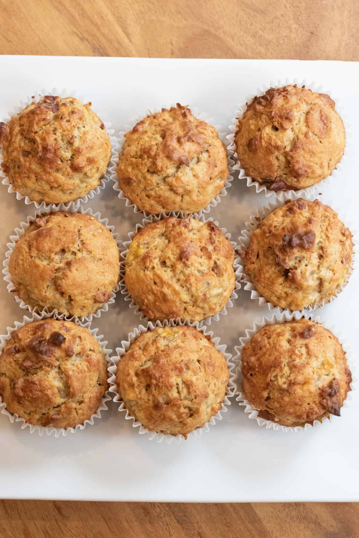 a plate of muffins.