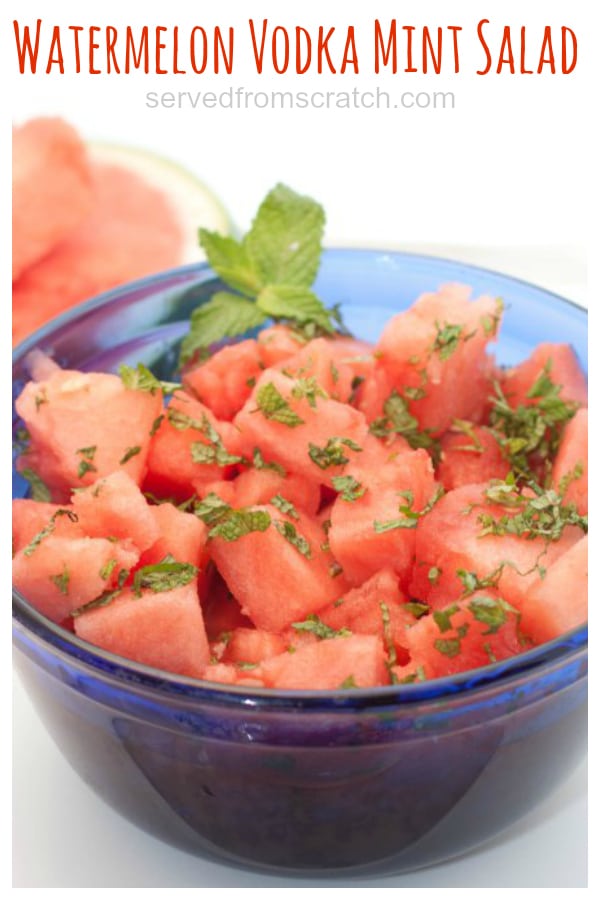 Vodka Watermelon Mint Salad – a cooling, refreshing, summer salad that’s fresh and minty and perfect for just the adults!