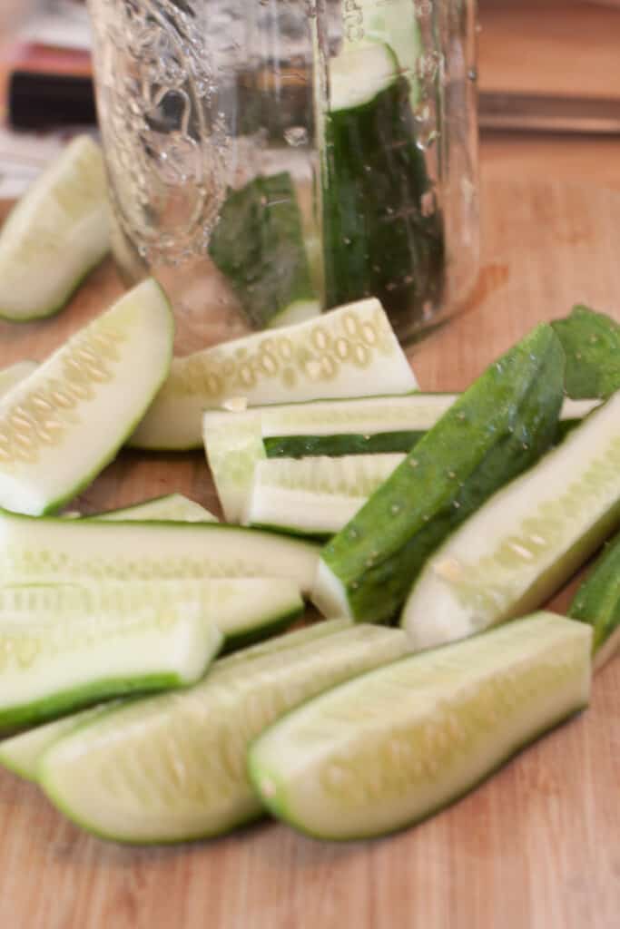 cucumbers sliced in spears.