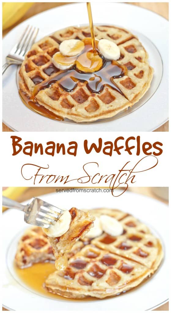 The perfect weekend brunch made at home, Homemade Banana Waffles from scratch! #waffles #fromscratch #breakfast #brunch #bananawaffles