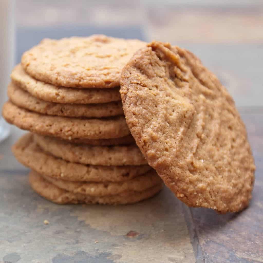 a stack of thin cookies.