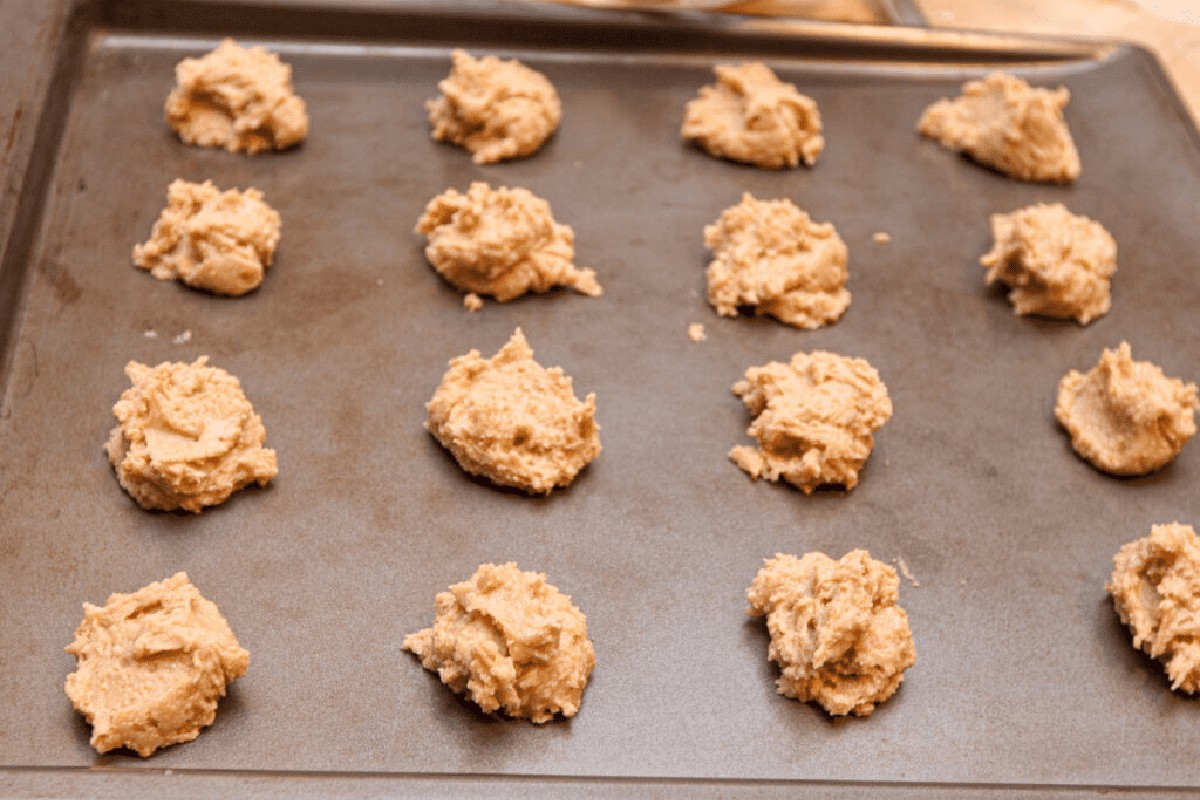 a tray of cookie dough.