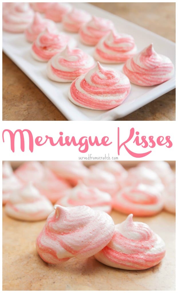 a pink striped meringue cookie