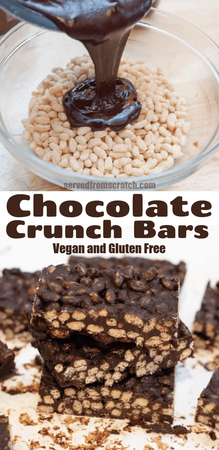 stacked chocolate rice cereal bars.