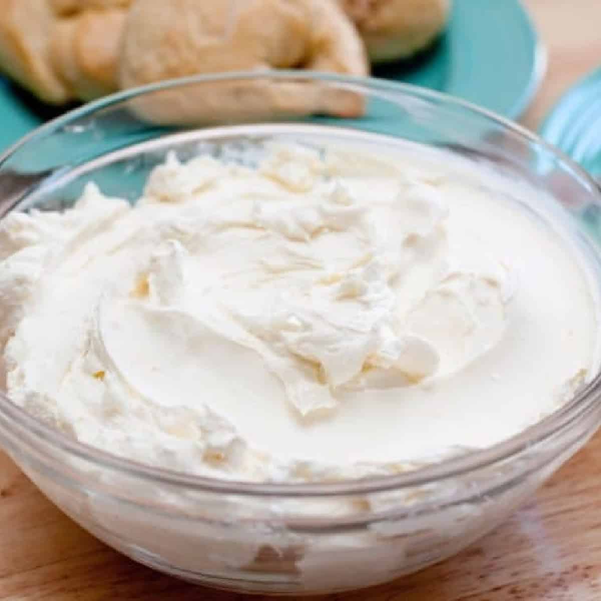 a large bowl of cream cheese.
