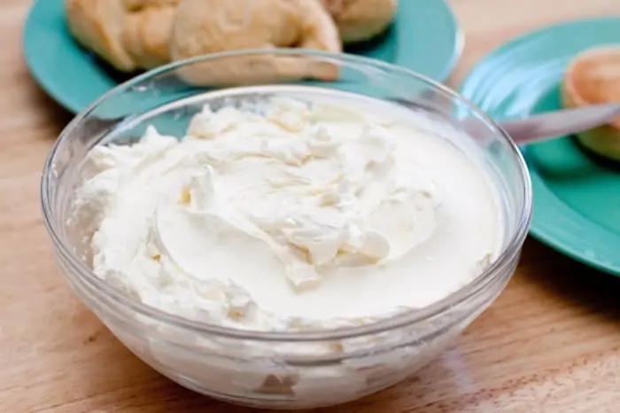 a large bowl of cream cheese.
