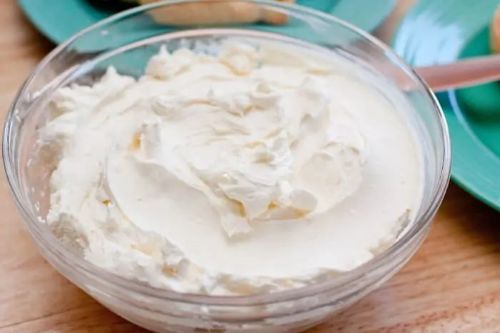 a large bowl of cream cheese.