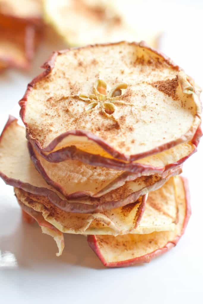 a stack of apple crisps.