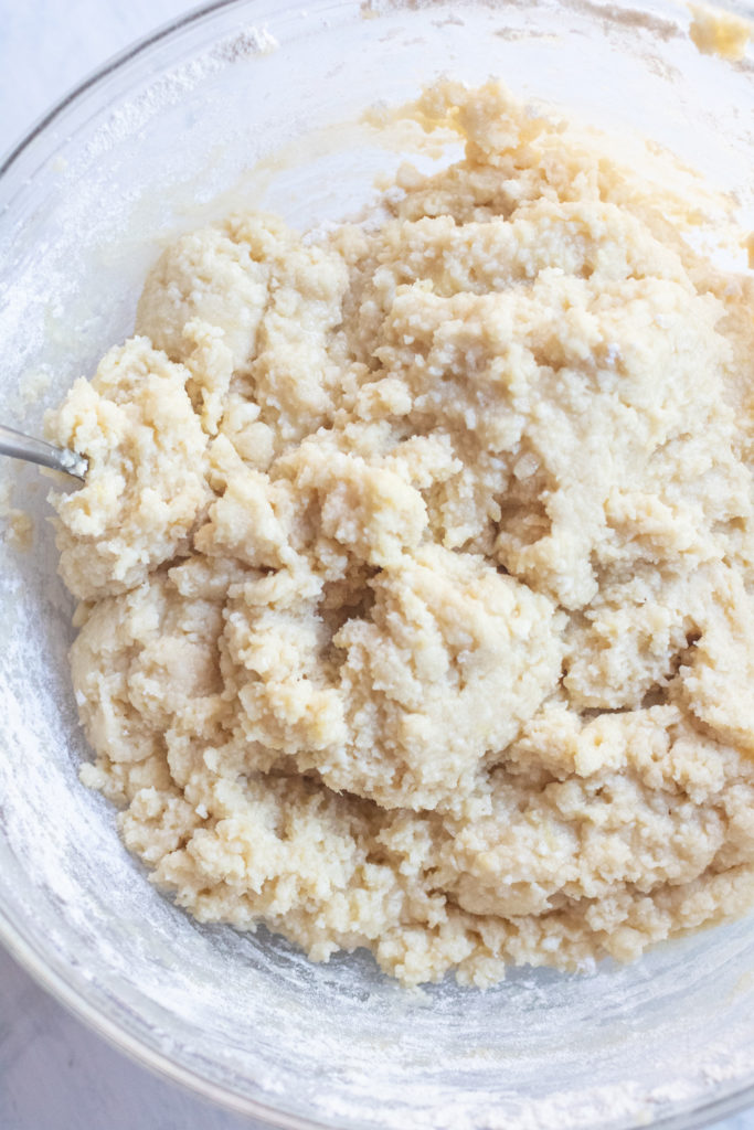 a bowl of mixed cookie dough.