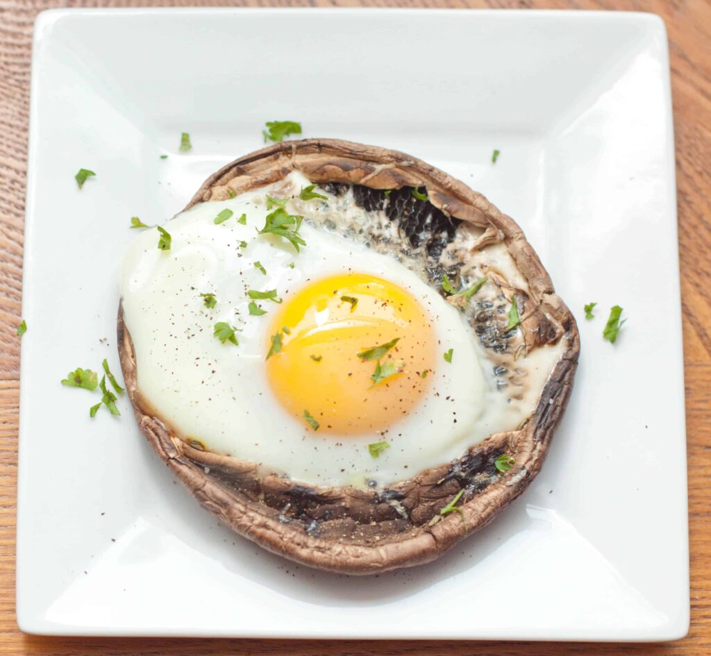 Portobello Baked Eggs Served From Scratch