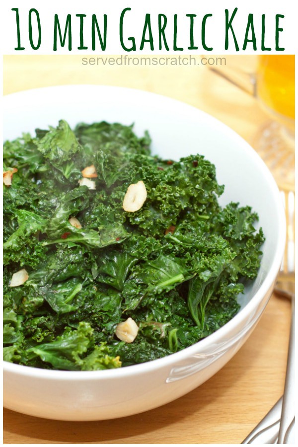 10 Minute Garlic Kale is the easiest, healthiest side dish you can make!