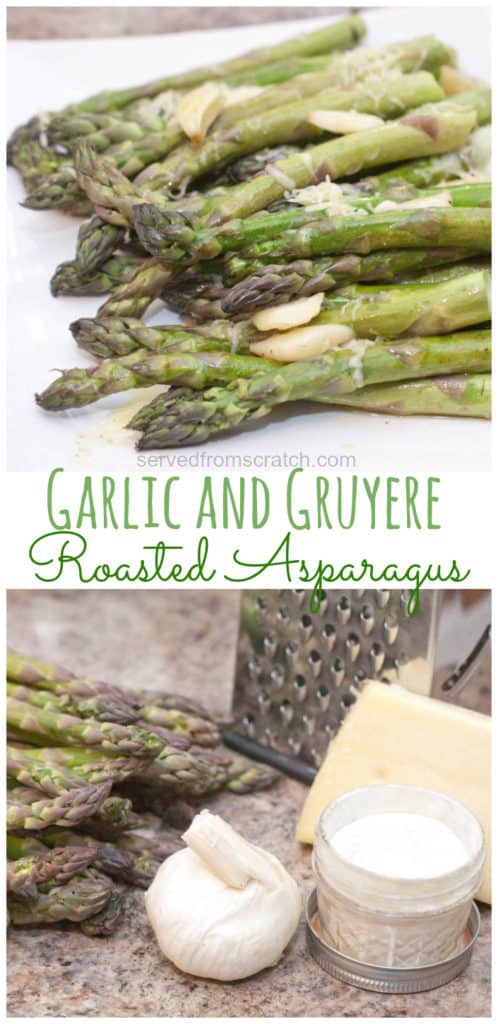 These Garlic and Gruyere Roasted Asparagus are an incredibly easy side dish to make that's full of flavor from fresh garlic and cheese!