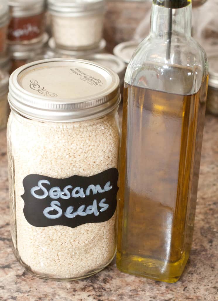 sesame seeds and olive oil.