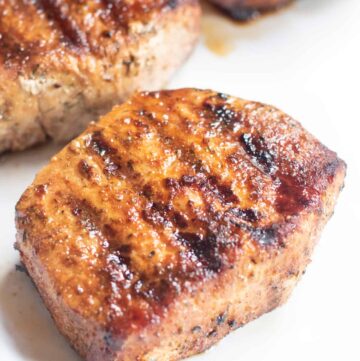 a grilled boneless pork chop.