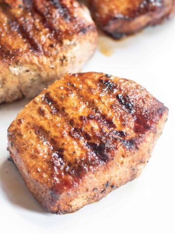 a grilled boneless pork chop.