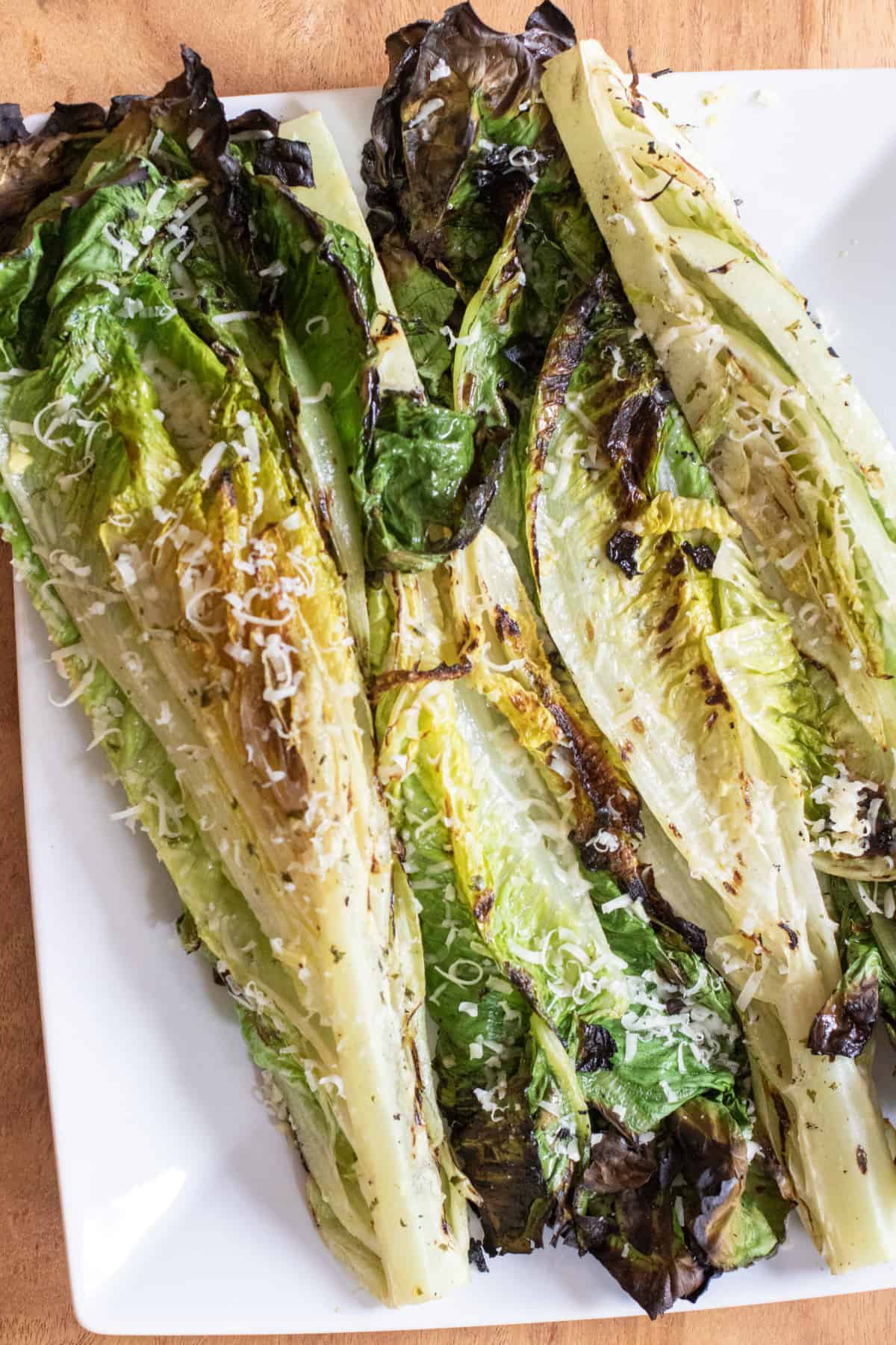 a plate of grilled romaine.