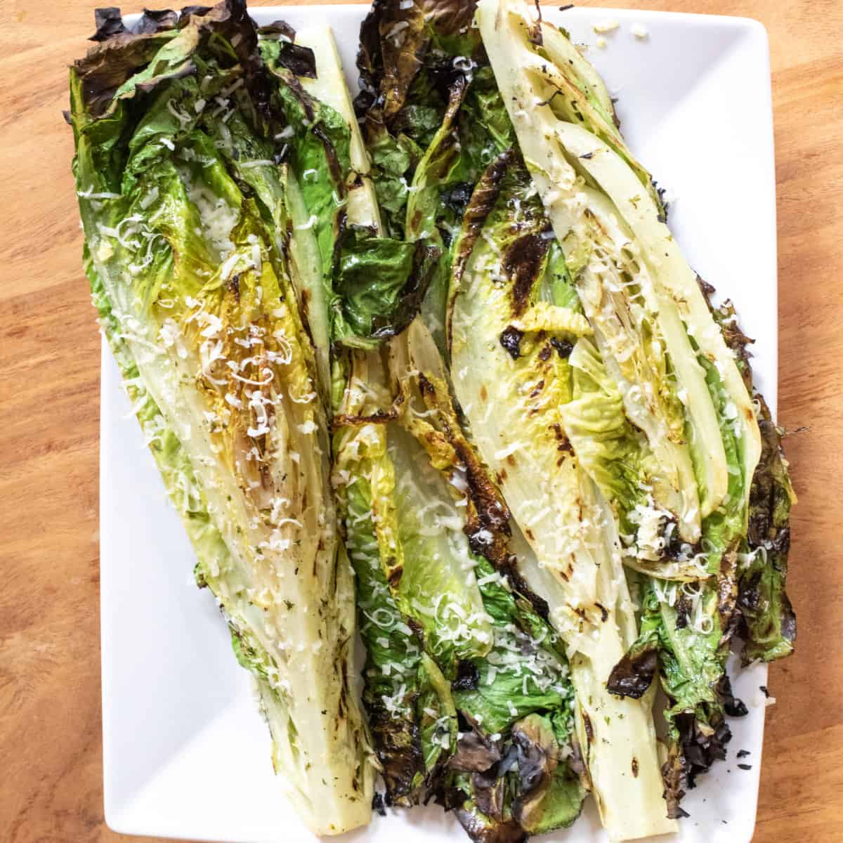 a plate of grilled romaine.