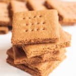 a close up of a stack of graham crackers.
