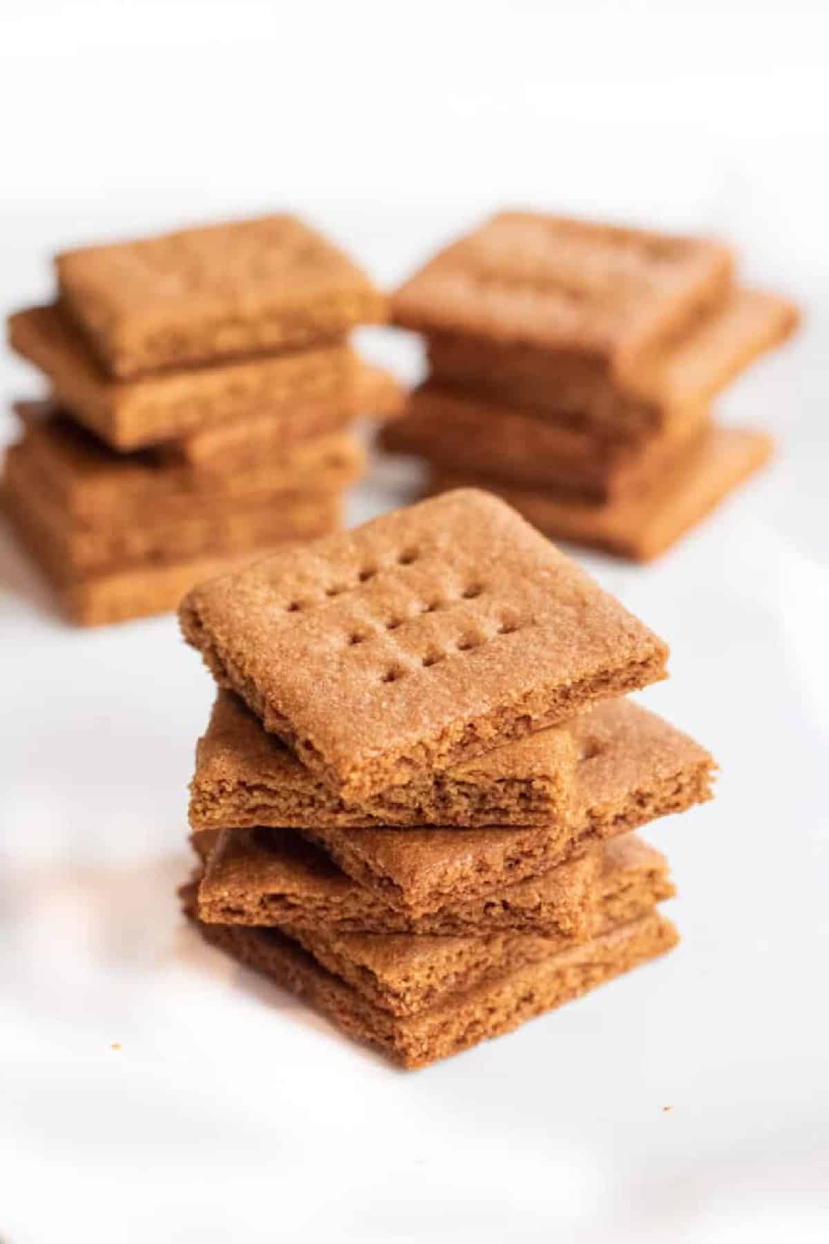 stacked homemade graham crackers.