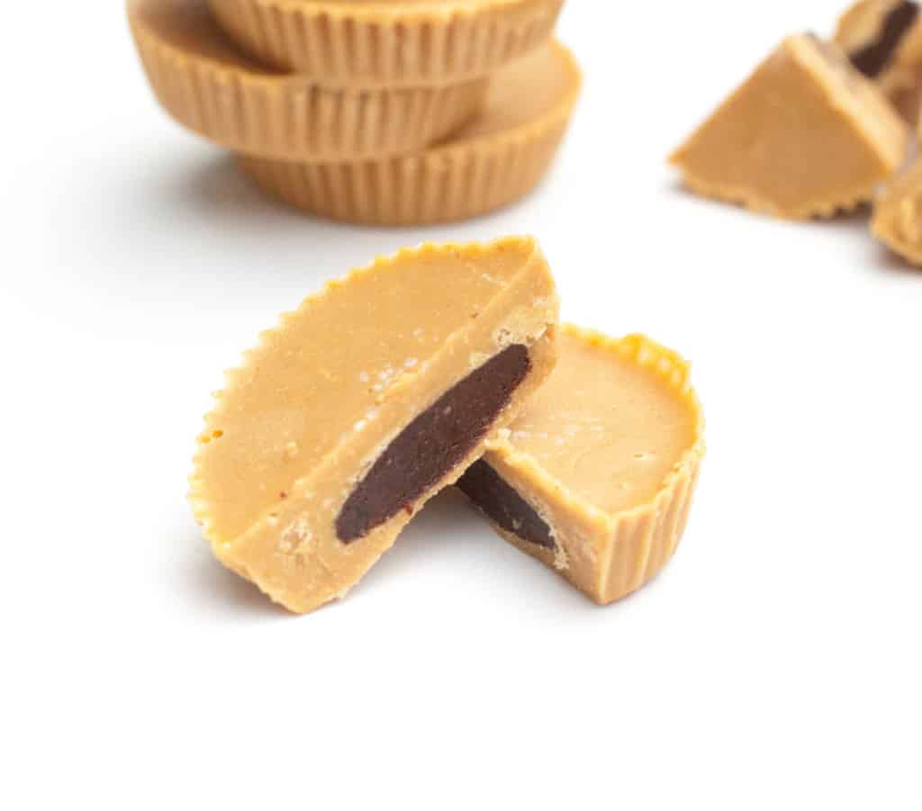 inside out peanut butter cup cut in half 