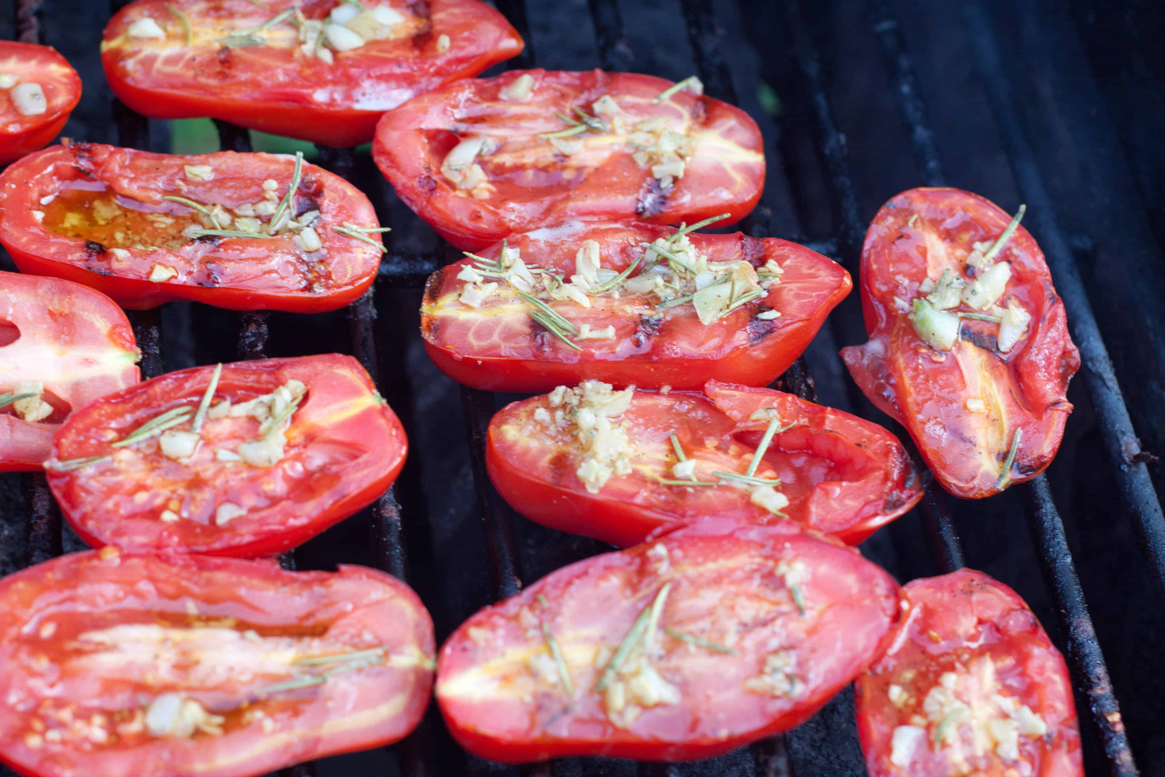 Grilled Parmesan Garlic Tomatoes Served From Scratch