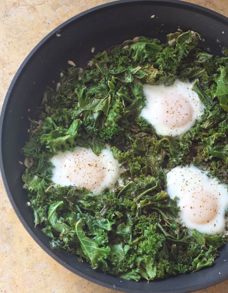 Simmered Eggs and Kale Served From Scratch