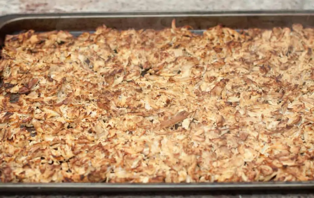 crispy chicken on a baking sheet.