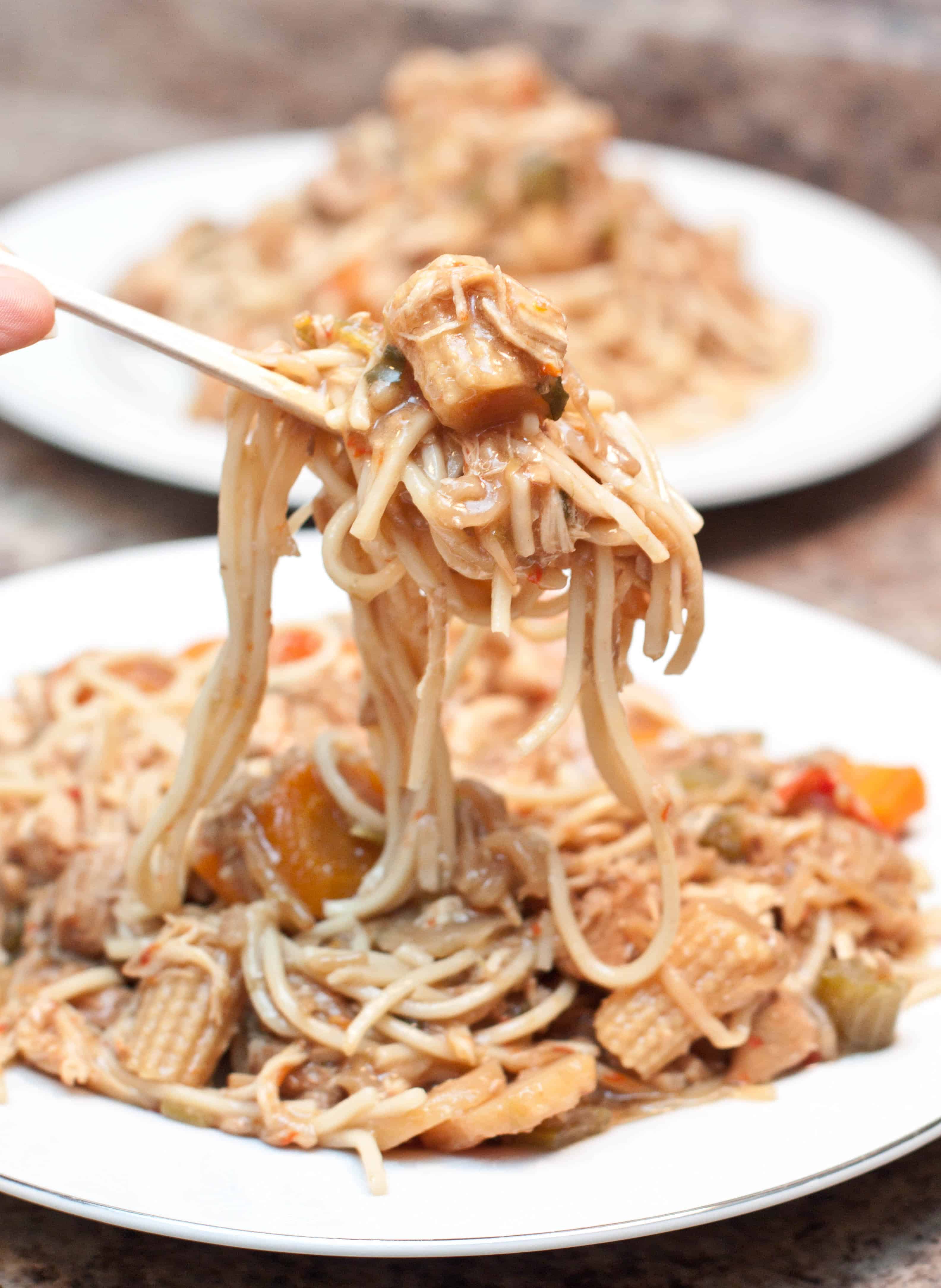 Crock Pot Chicken Chow Mein Served From Scratch