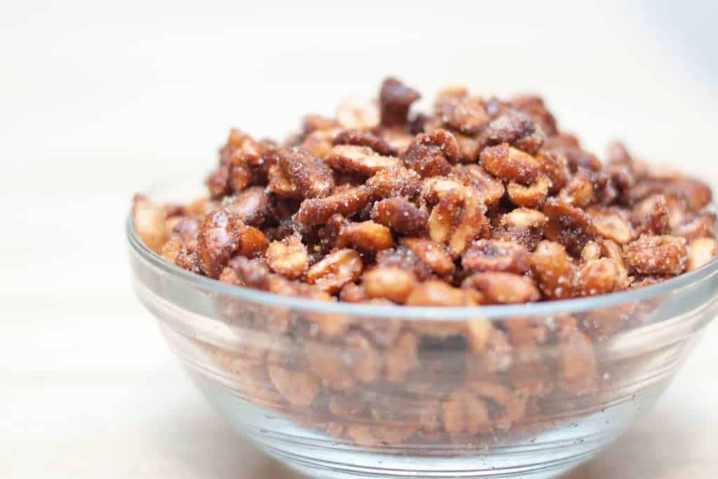 honey roasted peanuts in a bowl. 