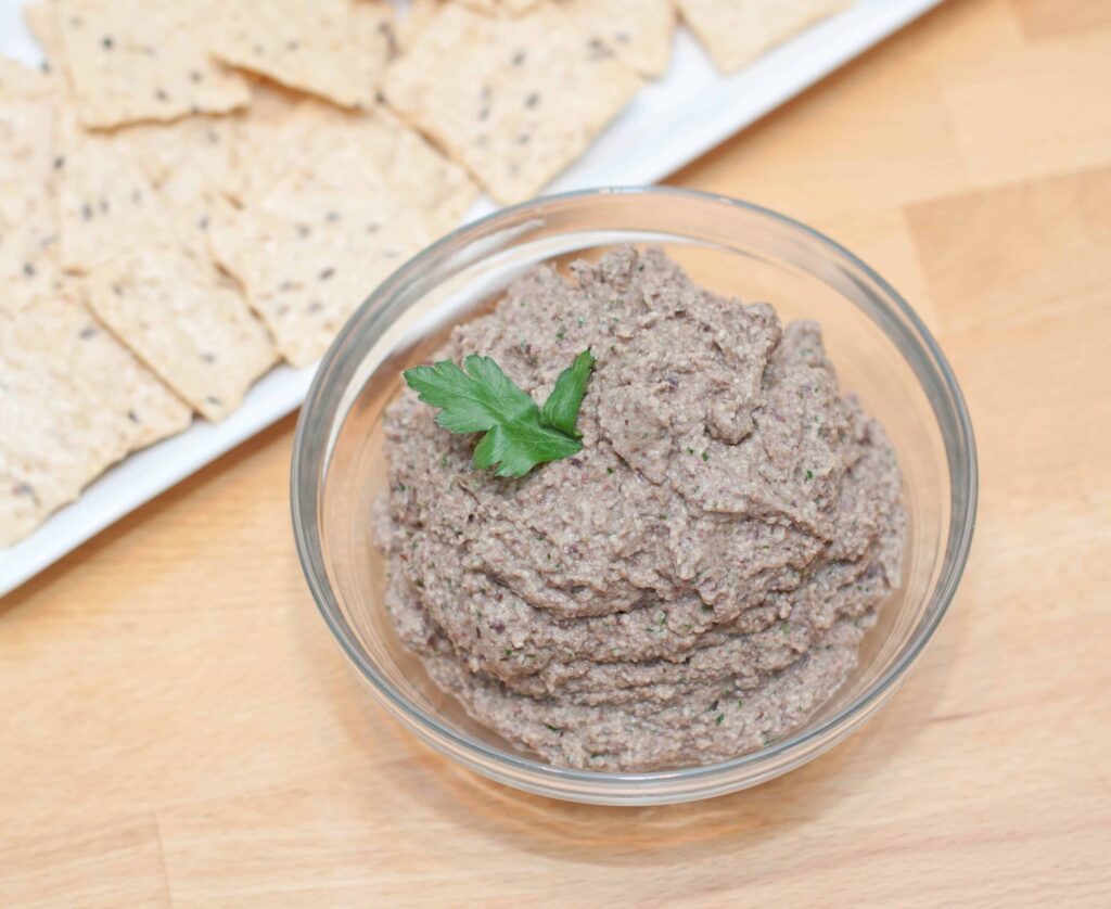 a bowl of mushroom tapenade.