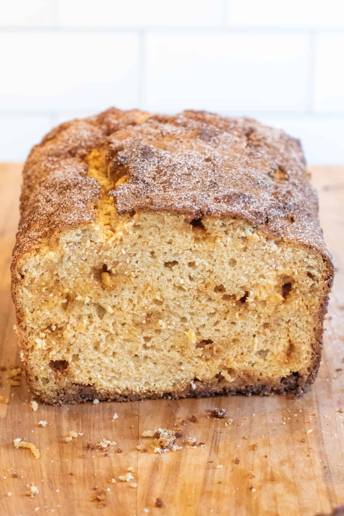 a loaf of sweet bread cut open.