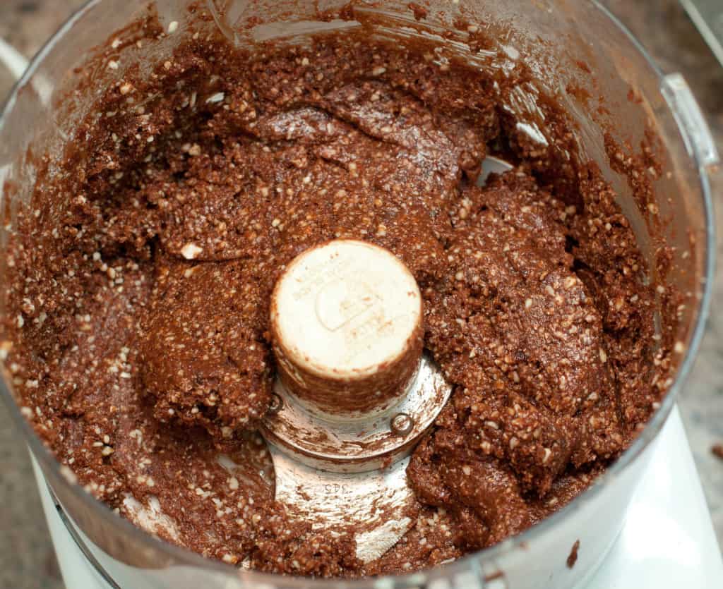 mixed sticky dough in a food processor 