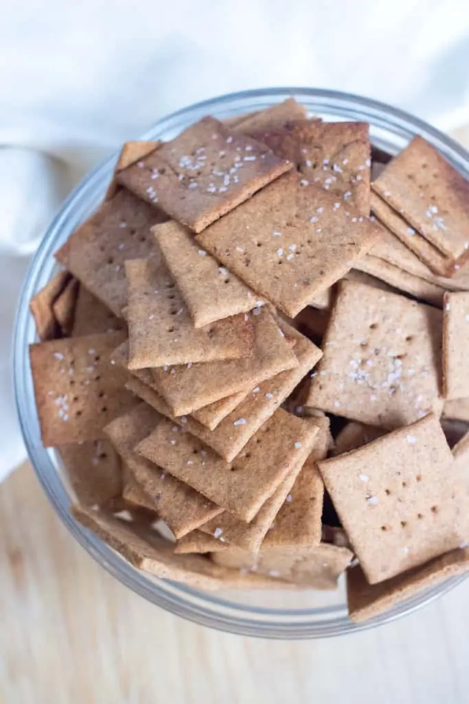 a bowl of homemade crackers.