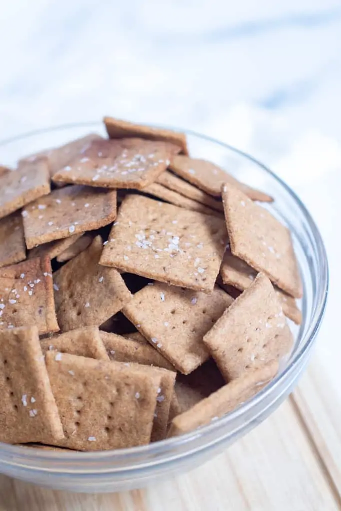 a bowl of homemade crackers.