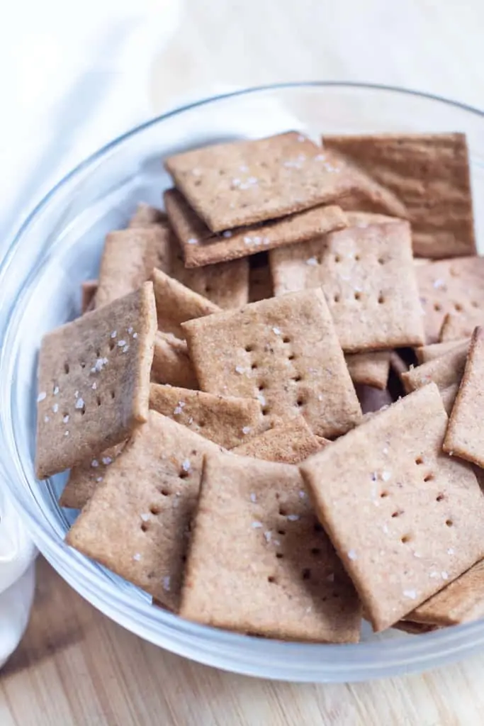 a bowl of homemade crackers.