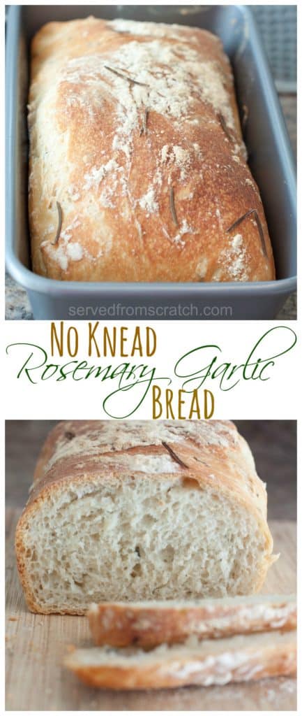 Ready to start making your own bread? Then this No Knead Rosemary Garlic Bread is the perfect, easy, no kneading required bread to start with! #bread #noknead #rosemarygarlic #recipe #easy
