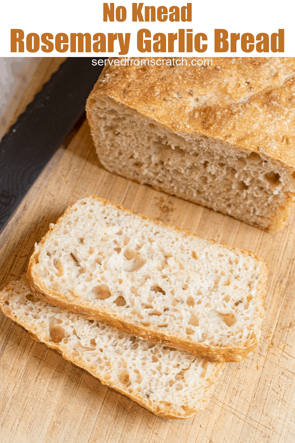 No Knead Rosemary Garlic Bread Served From Scratch