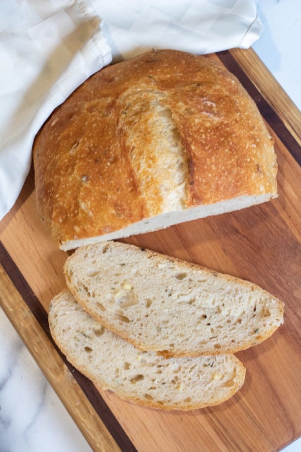 No Knead Rosemary Garlic Bread Served From Scratch