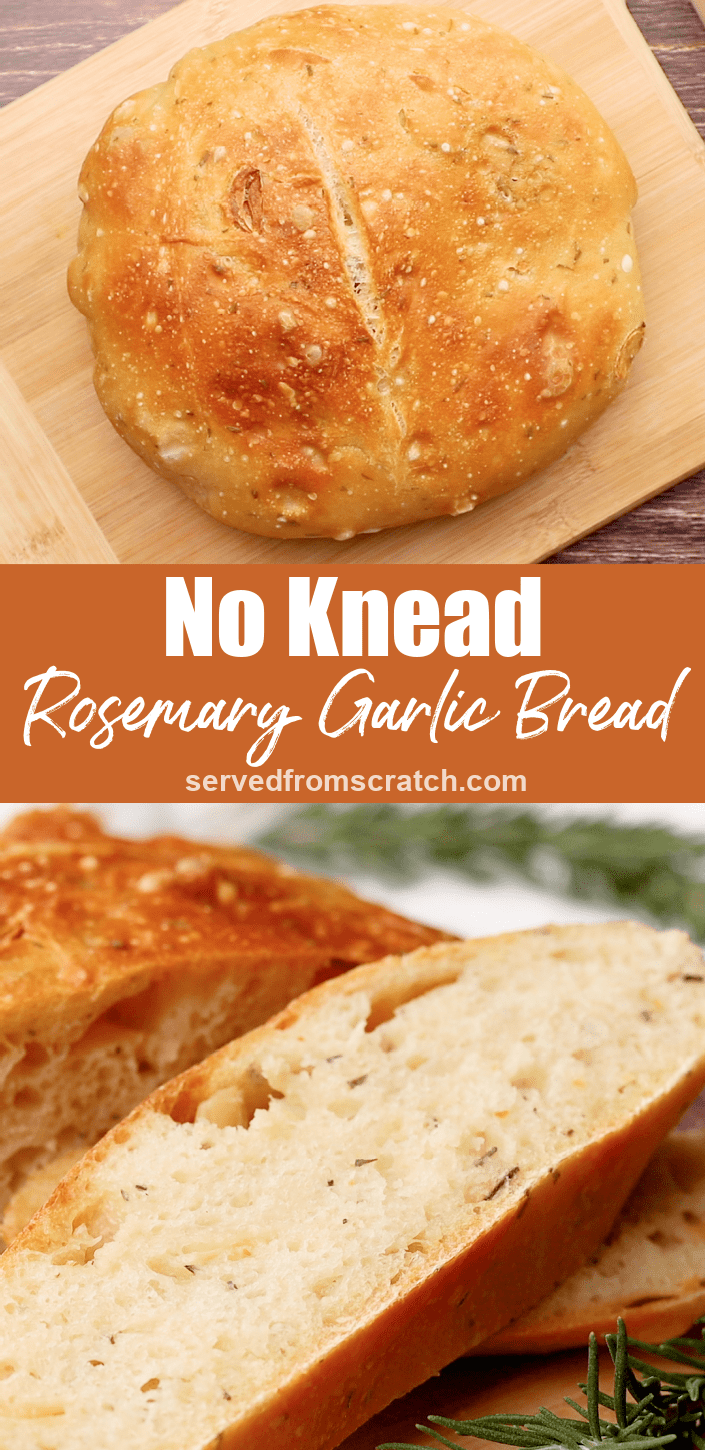 No Knead Rosemary Garlic Bread Served From Scratch