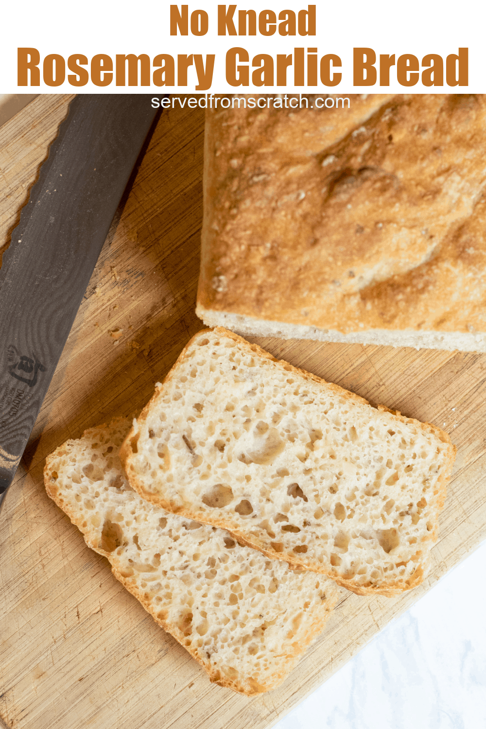 No Knead Rosemary Garlic Bread Served From Scratch