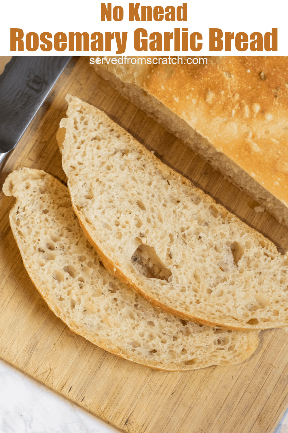 No Knead Rosemary Garlic Bread Served From Scratch