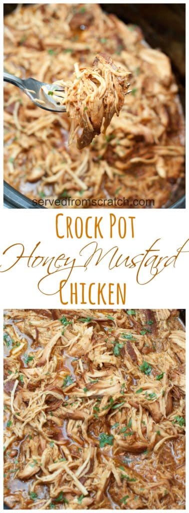 This Crock Pot Honey Mustard Chicken is super flavorful and is easy enough to make on a weeknight. It's the perfect protein for any meal! #crockpot #chicken #honeymustardchicken #fromscratch #glutenfree