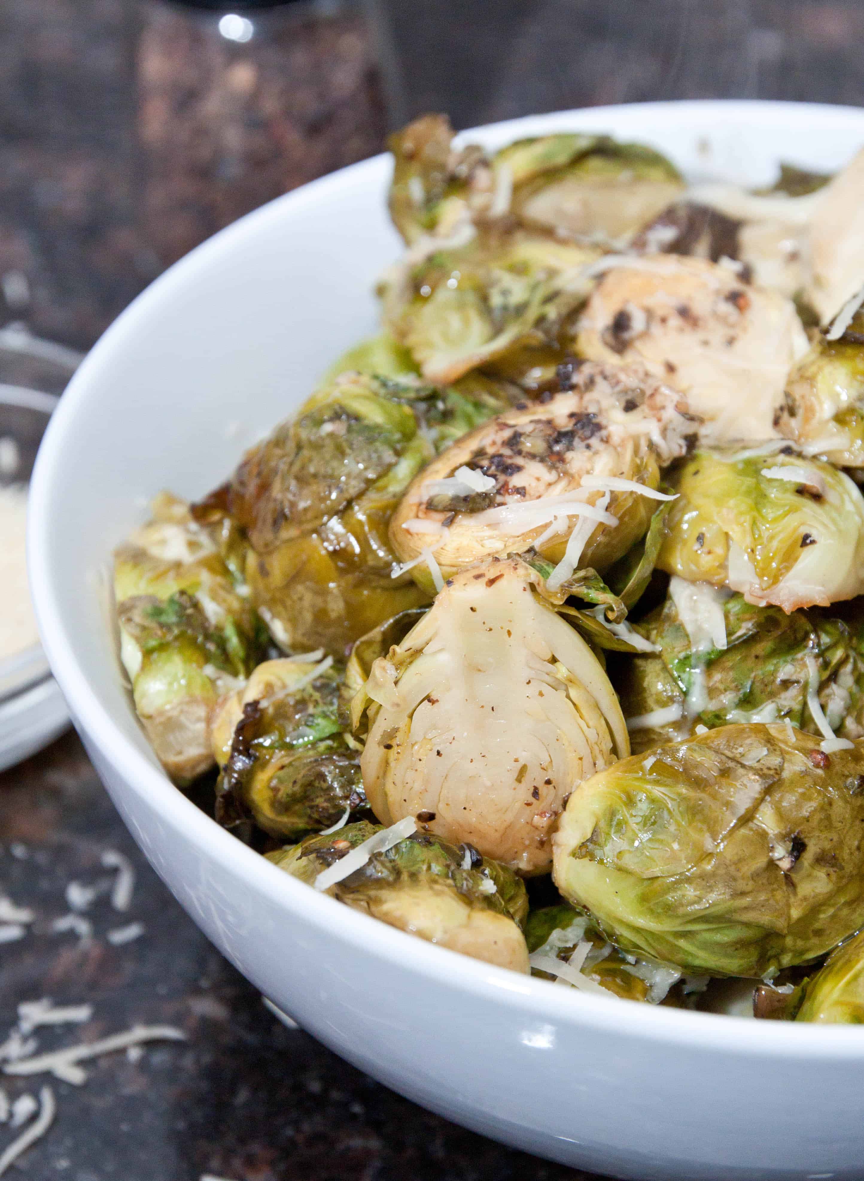 Parmesan Pepper Brussels Sprouts: plenty of Parmesan and Pepper make this a delicious and easy side dish for any night of the week or special occasion.