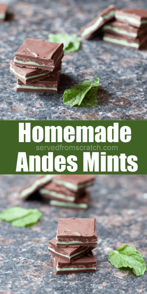 stacked andes mints and fresh mint with Pinterest Pin Text.