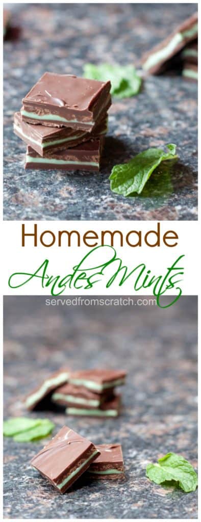 staacked andes mints on a counter